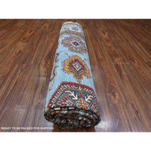 Load image into Gallery viewer, 8&#39;3&quot;x9&#39;8&quot; Lagoon Blue, Afghan Super Kazak With All Over Motifs, Vegetable Dyes, Hand Knotted, Soft And Vibrant Wool, Oriental Rug FWR533478
