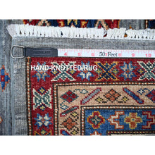 Load image into Gallery viewer, 8&#39;10&quot;x12&#39; Glaucous Blue, All Over Geometric Elements Afghan Super Kazak, Soft and Vibrant Wool, Hand Knotted, Vegetable Dyes, Oriental Rug FWR533490