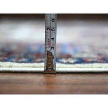 Load image into Gallery viewer, 9&#39;1&quot;x12&#39;2&quot; Shoreline White and Sapphire Blue, Hand Knotted Natural Dyes, Afghan Super Kazak With Large Tribal Medallions Design, Extra Soft Wool Oriental Rug FWR533496