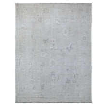 Load image into Gallery viewer, 8&#39;8&quot;x11&#39;7&quot; Ice Gray, Vegetable Dyes, Extra Soft Wool Weft, Faded Angora Oushak, Hand Knotted, Rural Elements All Over Design, Oriental Rug FWR533538