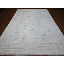 Load image into Gallery viewer, 8&#39;8&quot;x11&#39;7&quot; Ice Gray, Vegetable Dyes, Extra Soft Wool Weft, Faded Angora Oushak, Hand Knotted, Rural Elements All Over Design, Oriental Rug FWR533538
