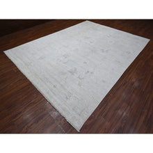 Load image into Gallery viewer, 8&#39;8&quot;x11&#39;7&quot; Ice Gray, Vegetable Dyes, Extra Soft Wool Weft, Faded Angora Oushak, Hand Knotted, Rural Elements All Over Design, Oriental Rug FWR533538