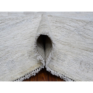 8'8"x11'7" Ice Gray, Vegetable Dyes, Extra Soft Wool Weft, Faded Angora Oushak, Hand Knotted, Rural Elements All Over Design, Oriental Rug FWR533538