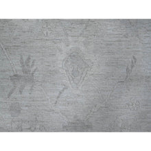 Load image into Gallery viewer, 8&#39;8&quot;x11&#39;7&quot; Ice Gray, Vegetable Dyes, Extra Soft Wool Weft, Faded Angora Oushak, Hand Knotted, Rural Elements All Over Design, Oriental Rug FWR533538