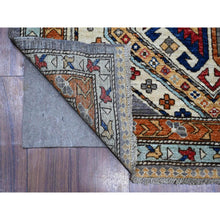 Load image into Gallery viewer, 4&#39;1&quot;x11&#39;9&quot; Storm Cloud Gray, Vegetable Dyes, Fine Wide Runner Afghan With Geometric Village Design, 100% Wool, Hand Knotted Oriental Rug FWR533562