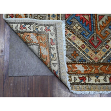 Load image into Gallery viewer, 4&#39;x11&#39;6&quot; Shiny Luster Gray And Squash Orange Border, Vibrant Wool, Aryana Fine Afghan Vegetable Dyes, Hand Knotted Geometric Village Design, Wide Runner Oriental Rug FWR533574