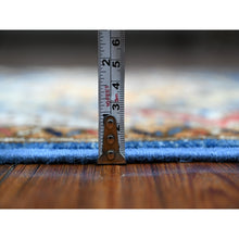 Load image into Gallery viewer, 2&#39;5&quot;x11&#39;8&quot; Periwinkle Blue With Sidewalk Gray, Soft And Lush Pile 100% Wool, Natural Dyes, Hand Knotted Colorful Afghan Ersari With Elephant Feet Design, Runner Oriental Rug FWR533592