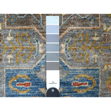 Load image into Gallery viewer, 2&#39;7&quot;x10&#39;2&quot; Shadow Gray And Vivid Blue, Organic Wool, Fine Aryana Collection, Hand Knotted Caucasian Akstafa Design, Runner Oriental Rug FWR533628