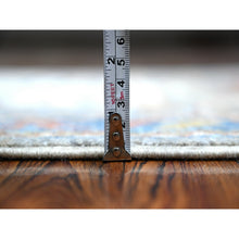 Load image into Gallery viewer, 2&#39;7&quot;x10&#39;2&quot; Shadow Gray And Vivid Blue, Organic Wool, Fine Aryana Collection, Hand Knotted Caucasian Akstafa Design, Runner Oriental Rug FWR533628