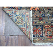 Load image into Gallery viewer, 4&#39;1&quot;x11&#39;8&quot; Magnet Gray, Aryana Collection, Ziegler Mahal Design with Colorful Medallions, Vegetable Dyes, Hand Knotted, Natural Wool, Wide Runner Oriental Rug FWR533640