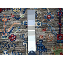Load image into Gallery viewer, 4&#39;1&quot;x11&#39;8&quot; Magnet Gray, Aryana Collection, Ziegler Mahal Design with Colorful Medallions, Vegetable Dyes, Hand Knotted, Natural Wool, Wide Runner Oriental Rug FWR533640
