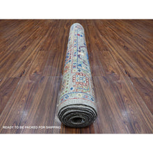 Load image into Gallery viewer, 4&#39;1&quot;x11&#39;8&quot; Magnet Gray, Aryana Collection, Ziegler Mahal Design with Colorful Medallions, Vegetable Dyes, Hand Knotted, Natural Wool, Wide Runner Oriental Rug FWR533640