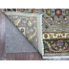 Load image into Gallery viewer, 4&#39;x11&#39;9&quot; Metal With Wolf Gray Border, Fine Aryana With All Over Heriz Design, Hand Knotted Vegetable Dyes, 100% Wool, Oriental Wide Runner Rug FWR533646