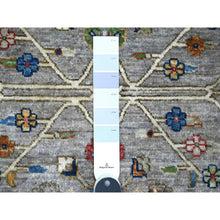 Load image into Gallery viewer, 4&#39;x11&#39;9&quot; Metal With Wolf Gray Border, Fine Aryana With All Over Heriz Design, Hand Knotted Vegetable Dyes, 100% Wool, Oriental Wide Runner Rug FWR533646