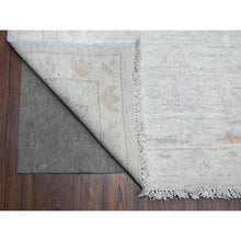 Load image into Gallery viewer, 10&#39;x10&#39; Cornflower Blue, Rural Flower And Leaf Design, Faded, Wool Weft, Hand Knotted, Afghan Angora Oushak, Square Oriental Rug FWR533652