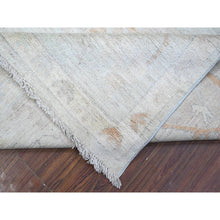Load image into Gallery viewer, 10&#39;x10&#39; Cornflower Blue, Rural Flower And Leaf Design, Faded, Wool Weft, Hand Knotted, Afghan Angora Oushak, Square Oriental Rug FWR533652