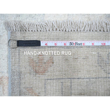 Load image into Gallery viewer, 10&#39;x10&#39; Cornflower Blue, Rural Flower And Leaf Design, Faded, Wool Weft, Hand Knotted, Afghan Angora Oushak, Square Oriental Rug FWR533652