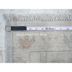10'x10' Cornflower Blue, Rural Flower And Leaf Design, Faded, Wool Weft, Hand Knotted, Afghan Angora Oushak, Square Oriental Rug FWR533652