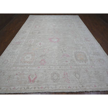 Load image into Gallery viewer, 9&#39;10&quot;x13&#39;5&quot; Silver Green, Hand Knotted, Vegetable Dyes With Wool Weft, Faded, Village Floral Elements All Over Design, Afghan Angora Oushak, Oriental Rug FWR533658