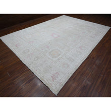 Load image into Gallery viewer, 9&#39;10&quot;x13&#39;5&quot; Silver Green, Hand Knotted, Vegetable Dyes With Wool Weft, Faded, Village Floral Elements All Over Design, Afghan Angora Oushak, Oriental Rug FWR533658