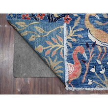 Load image into Gallery viewer, 5&#39;x7&#39; Spectrum Blue, Birds of Paradise Tree of Life Design, Hand Knotted, Afghan Peshawar, Natural Dyes Pure Wool, Oriental Rug FWR533682
