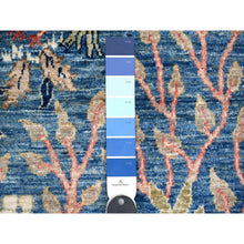 Load image into Gallery viewer, 5&#39;x7&#39; Spectrum Blue, Birds of Paradise Tree of Life Design, Hand Knotted, Afghan Peshawar, Natural Dyes Pure Wool, Oriental Rug FWR533682