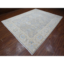 Load image into Gallery viewer, 9&#39;x11&#39;7&quot; Nimbus Gray With Silver Chalice Border, All Over Afghan Peshawar Design, Hand Knotted Densely Woven, Extra Soft Wool, Vegetable Dyes, Oriental Rug FWR533724