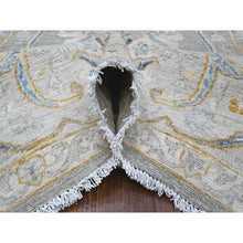 Load image into Gallery viewer, 9&#39;x11&#39;7&quot; Nimbus Gray With Silver Chalice Border, All Over Afghan Peshawar Design, Hand Knotted Densely Woven, Extra Soft Wool, Vegetable Dyes, Oriental Rug FWR533724