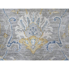 Load image into Gallery viewer, 9&#39;x11&#39;7&quot; Nimbus Gray With Silver Chalice Border, All Over Afghan Peshawar Design, Hand Knotted Densely Woven, Extra Soft Wool, Vegetable Dyes, Oriental Rug FWR533724