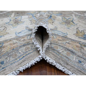 9'x11'10" Dovetail Gray, Soft Wool, Natural Dyes, Densely Woven Fine Peshawar All Over Mahal Design, Hand Knotted Oriental Rug FWR533748