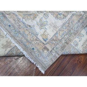 9'x11'10" Dovetail Gray, Soft Wool, Natural Dyes, Densely Woven Fine Peshawar All Over Mahal Design, Hand Knotted Oriental Rug FWR533748