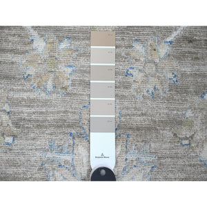 9'x11'10" Dovetail Gray, Soft Wool, Natural Dyes, Densely Woven Fine Peshawar All Over Mahal Design, Hand Knotted Oriental Rug FWR533748