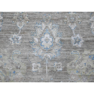 9'x11'10" Dovetail Gray, Soft Wool, Natural Dyes, Densely Woven Fine Peshawar All Over Mahal Design, Hand Knotted Oriental Rug FWR533748
