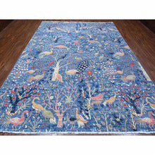 Load image into Gallery viewer, 9&#39;x12&#39; Regal Blue, Vegetable Dyes, Hand Knotted, Natural Wool, Borderless Afghan Peshawar with Birds of Paradise Design, Oriental Rug FWR533796