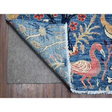 Load image into Gallery viewer, 9&#39;x12&#39; Regal Blue, Vegetable Dyes, Hand Knotted, Natural Wool, Borderless Afghan Peshawar with Birds of Paradise Design, Oriental Rug FWR533796