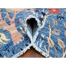 Load image into Gallery viewer, 9&#39;x12&#39; Regal Blue, Vegetable Dyes, Hand Knotted, Natural Wool, Borderless Afghan Peshawar with Birds of Paradise Design, Oriental Rug FWR533796