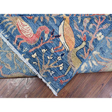 Load image into Gallery viewer, 9&#39;x12&#39; Regal Blue, Vegetable Dyes, Hand Knotted, Natural Wool, Borderless Afghan Peshawar with Birds of Paradise Design, Oriental Rug FWR533796