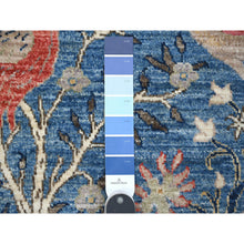 Load image into Gallery viewer, 9&#39;x12&#39; Regal Blue, Vegetable Dyes, Hand Knotted, Natural Wool, Borderless Afghan Peshawar with Birds of Paradise Design, Oriental Rug FWR533796