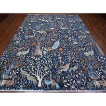 Load image into Gallery viewer, 9&#39;2&quot;x11&#39;9&quot; Bracing Blue, Borderless Afghan Peshawar Birds Of Paradise Tree Of Life Design, Hand Knotted, Abrash, Natural Dyes, Velvety Wool, Oriental Rug FWR533802