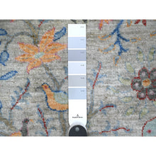 Load image into Gallery viewer, 10&#39;x10&#39; Tempered Gray, Afghan Peshawar, Hand Knotted Organic Wool, Colorful Birds of Paradise, Natural Dyes, Round Oriental Rug FWR533838