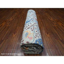 Load image into Gallery viewer, 10&#39;x10&#39; Tempered Gray, Afghan Peshawar, Hand Knotted Organic Wool, Colorful Birds Of Paradise, Natural Dyes, Round Oriental Rug FWR533838