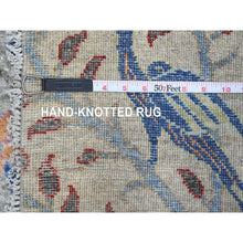 Load image into Gallery viewer, 10&#39;x10&#39; Tempered Gray, Afghan Peshawar, Hand Knotted Organic Wool, Colorful Birds of Paradise, Natural Dyes, Round Oriental Rug FWR533838