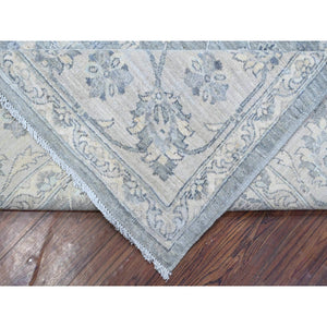 8'9"x11'6" Lazy Gray, Hand Knotted Shiny Wool, Natural Dyes, Fine Silver Wash Peshawar All Over Design, Oriental Rug FWR533892