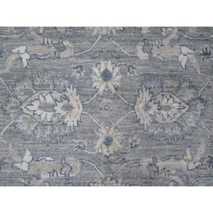 8'9"x11'6" Lazy Gray, Hand Knotted Shiny Wool, Natural Dyes, Fine Silver Wash Peshawar All Over Design, Oriental Rug FWR533892