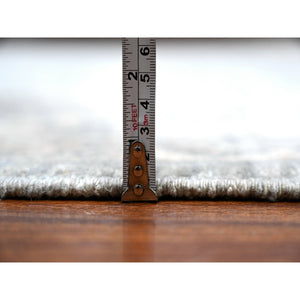 8'9"x11'6" Lazy Gray, Hand Knotted Shiny Wool, Natural Dyes, Fine Silver Wash Peshawar All Over Design, Oriental Rug FWR533892