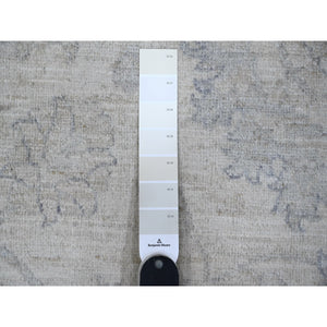 9'1"x11'5" Bistro White, Fine Ziegler Mahal All Over Design Washed Out Peshawar, All Wool Hand Knotted Oriental Rug FWR533922