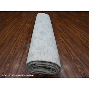 9'1"x11'5" Bistro White, Fine Ziegler Mahal All Over Design Washed Out Peshawar, All Wool Hand Knotted Oriental Rug FWR533922