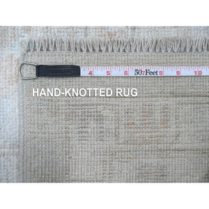 9'x11'10" Medium Gray, Wool Weft, Vegetable Dyes, Hand Knotted, Village Medallions All Over Design, Afghan Angora Oushak, Oriental Rug FWR533946