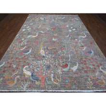 Load image into Gallery viewer, 9&#39;x12&#39; Delray Gray, Afghan Peshawar Bird Paradise Design, Hand Knotted, Organic Wool Abrash, Vegetable Dyes, Oriental Rug FWR533958