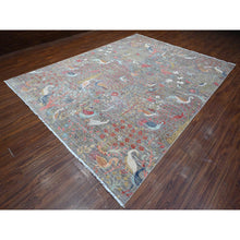Load image into Gallery viewer, 9&#39;x12&#39; Delray Gray, Afghan Peshawar Bird Paradise Design, Hand Knotted, Organic Wool Abrash, Vegetable Dyes, Oriental Rug FWR533958
